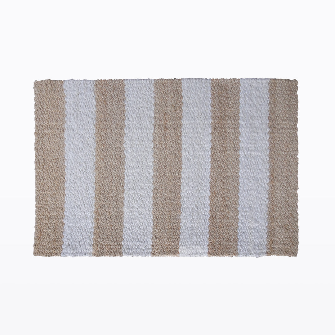 White Stripe Jute Rug