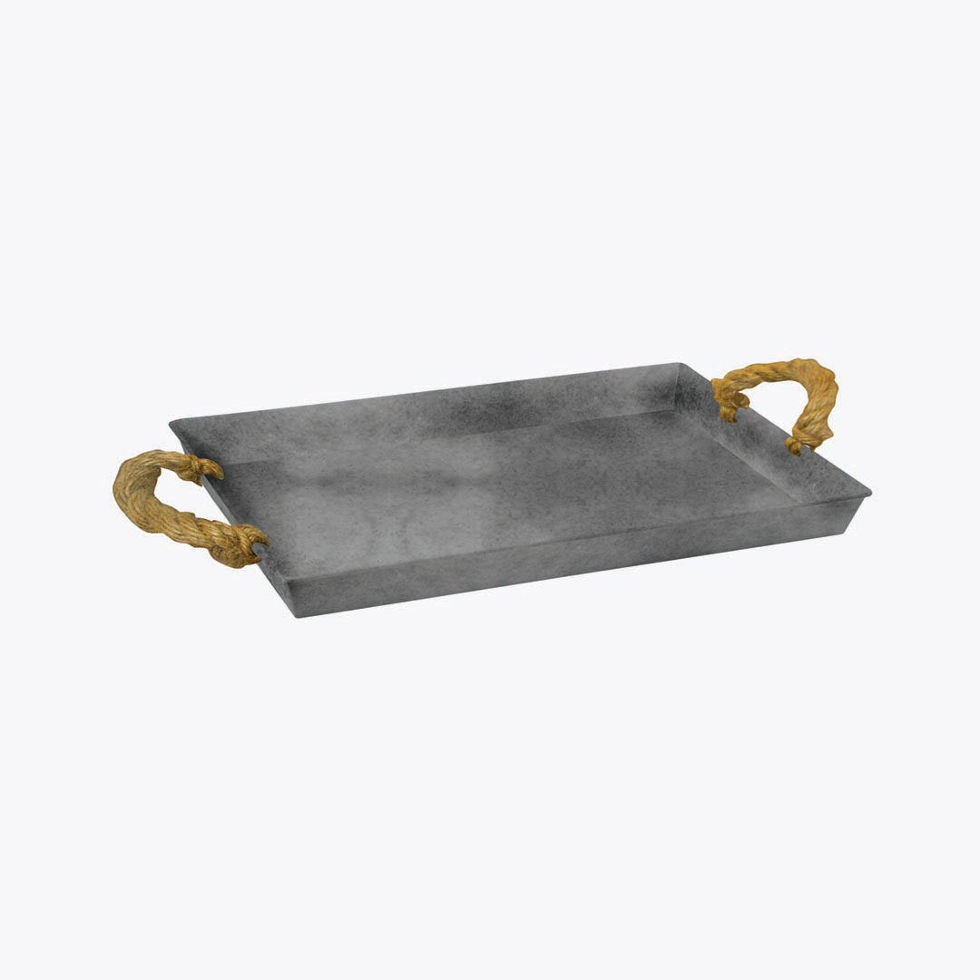 Zinc Tray With Rope Handles