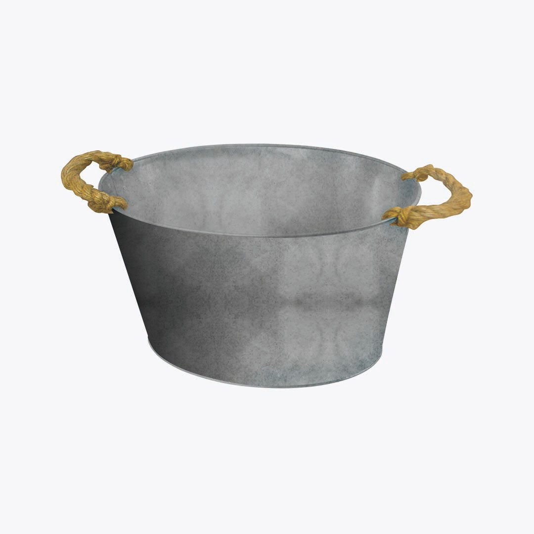 Zinc Tub with Rope Handles
